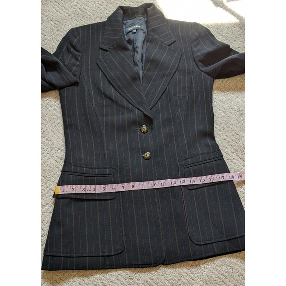 Escada Blazer Black Pinstripe Wool 2 Button Lined Business Office Size 36 - Picture 6 of 9